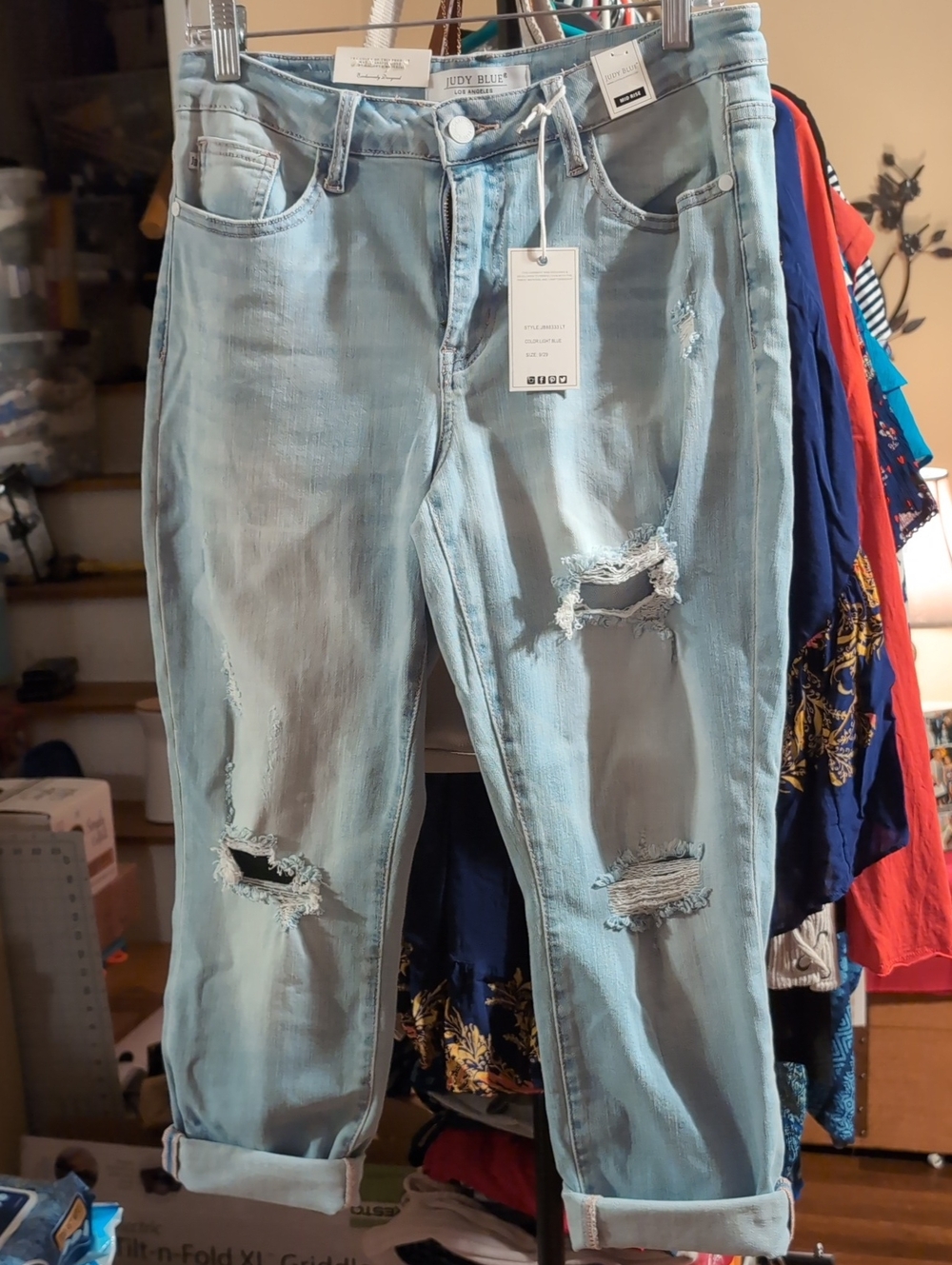 Judy Blue Light Blue Distressed Boyfriend Jeans